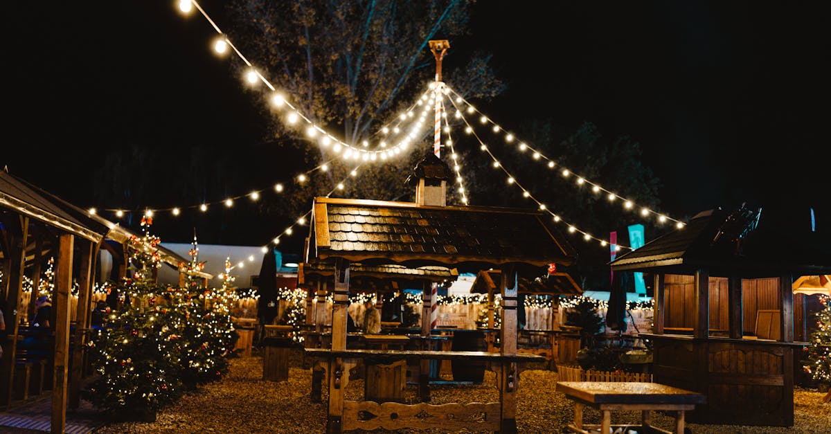 Enchanting Berlin Christmas market illuminated at night with festive decorations and lights.
