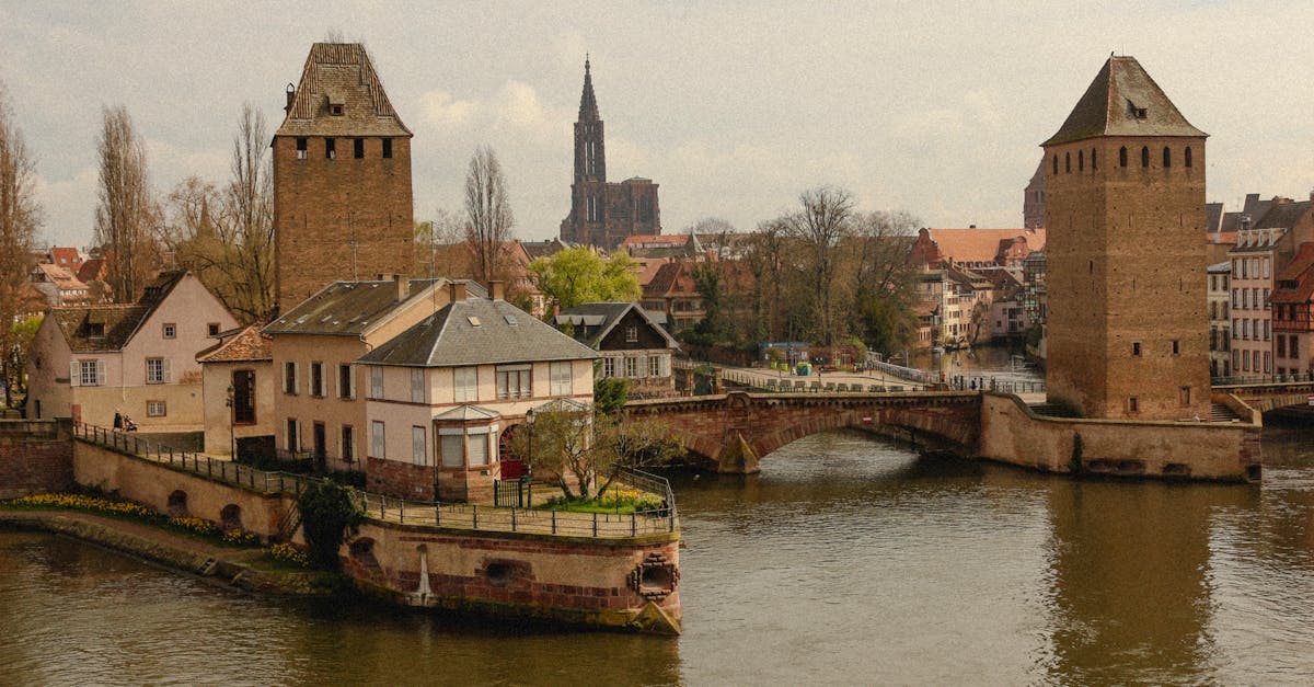 View of the Ponts Couverts and River Ill in Strasbourg, France.