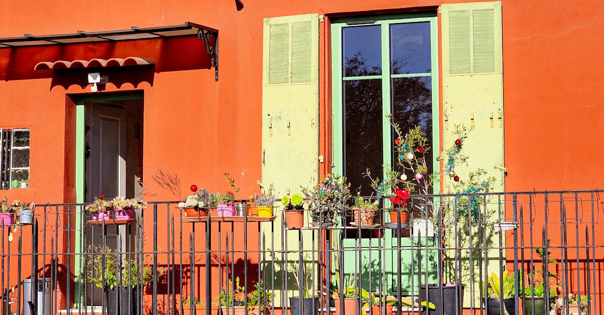 Colorful balcony with potted plants in Nice, Provence, exuding Mediterranean charm.